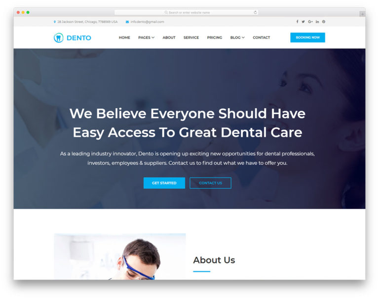 Dento medical website template screenshot
