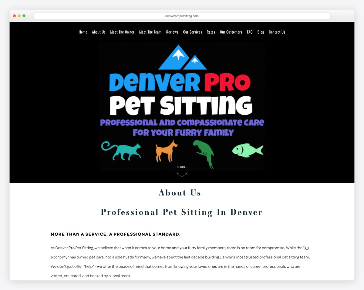 denver pro pet sitting website example