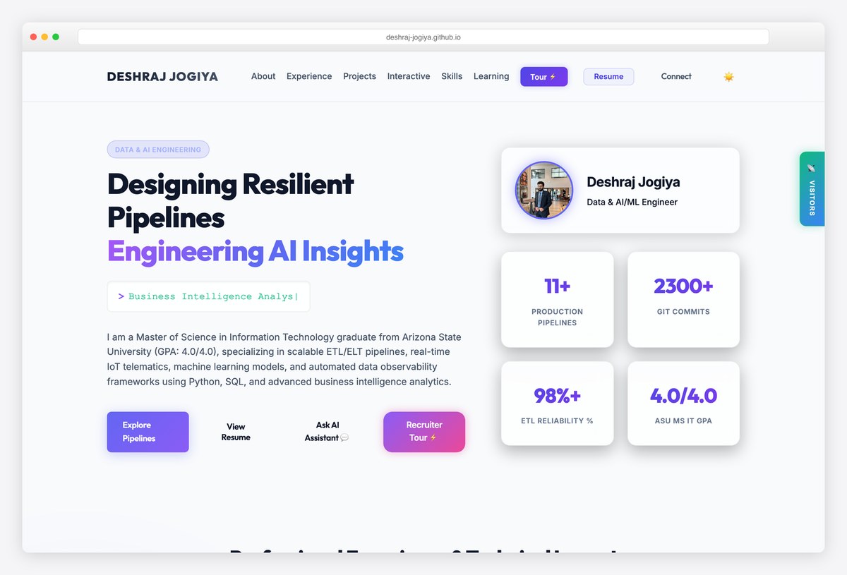 Deshraj Jogiya data engineer portfolio website