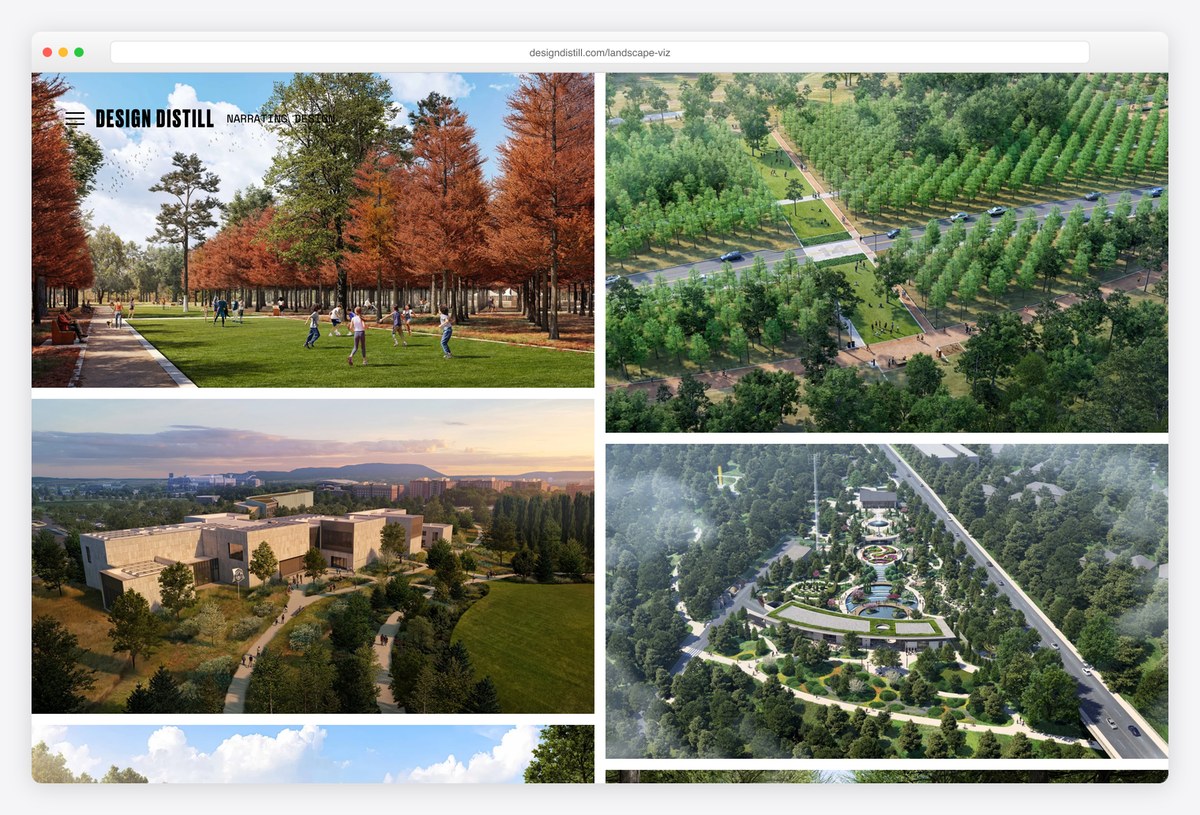 Design Distill architectural visualisation portfolio website