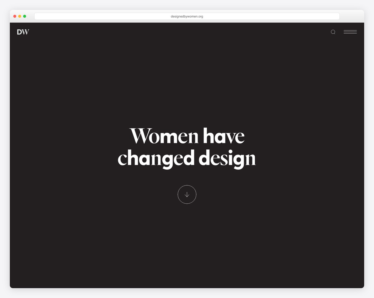 designed by women - dark website example