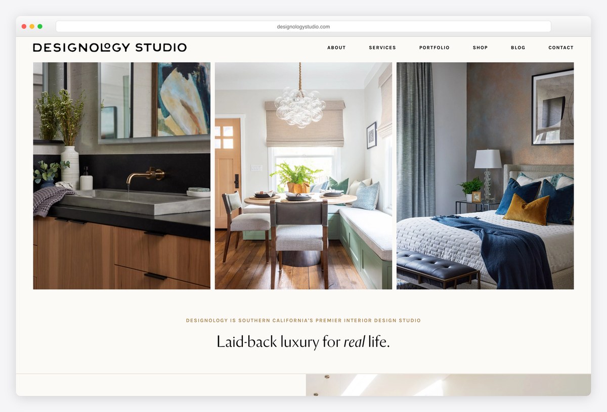Designology Studio interior design portfolio website