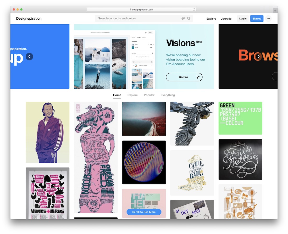 designspiration showcase inspiration site for web design