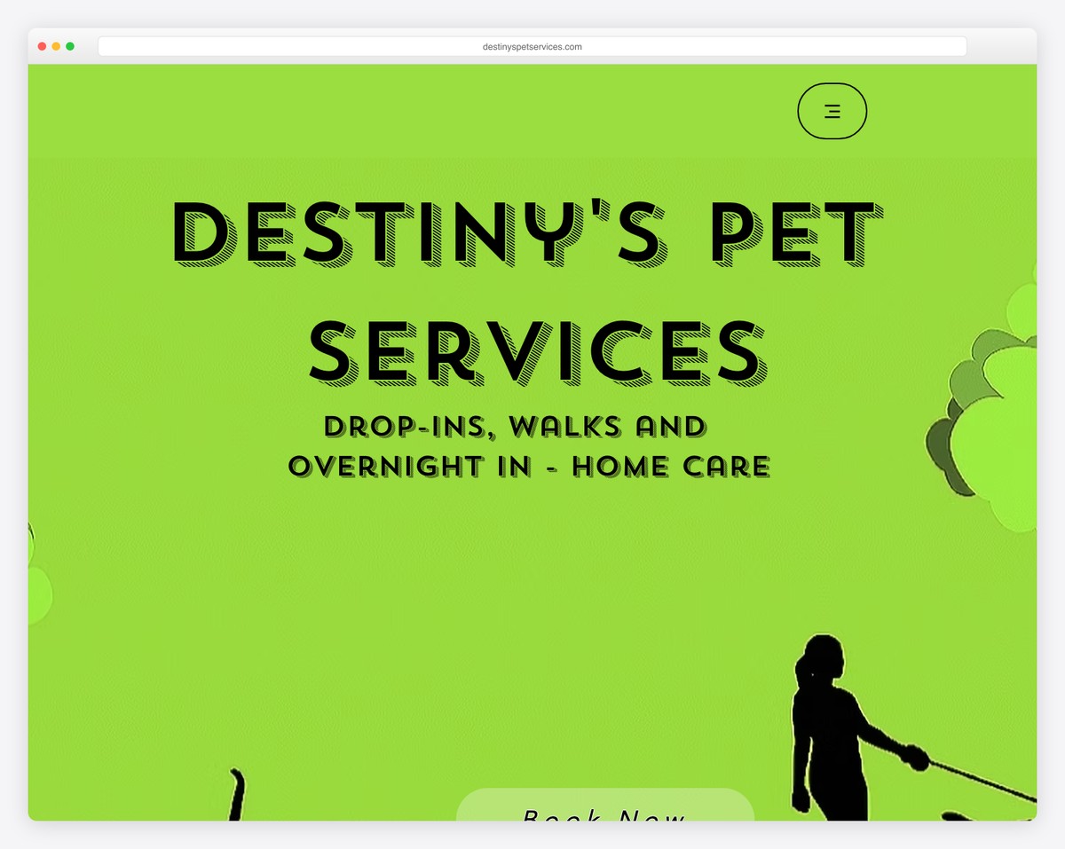 destiny's pet service website example