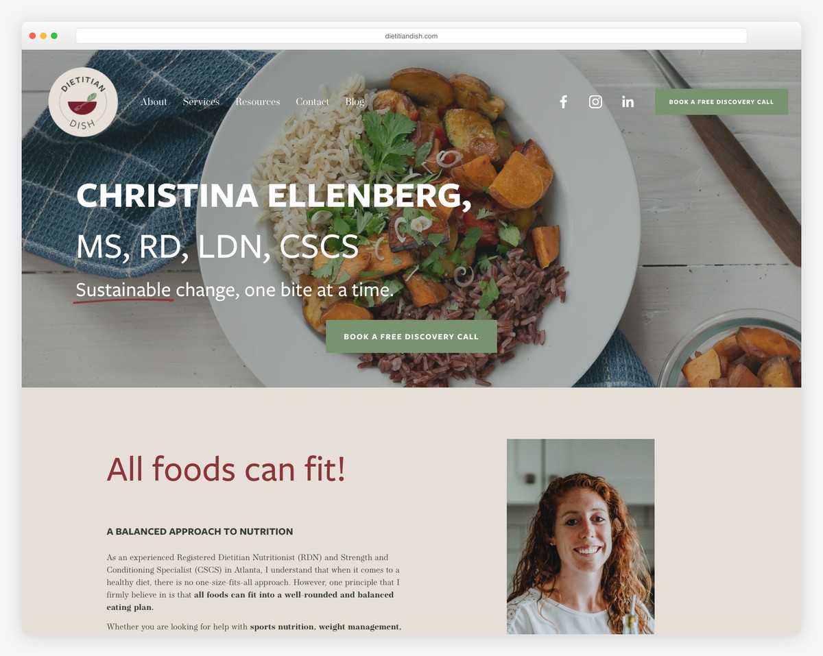 dietitian dish website example