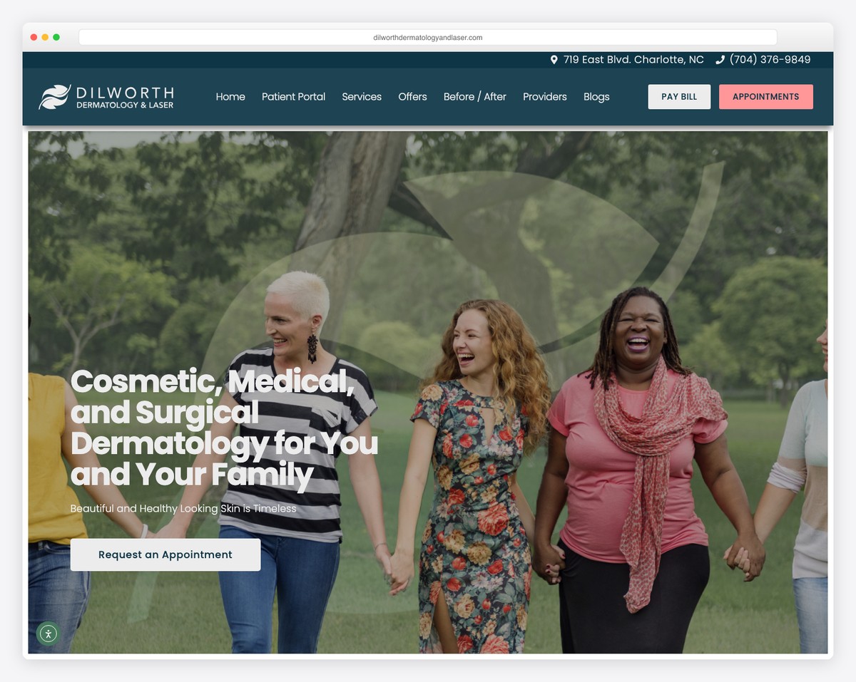 dilworth dermatology & laser website example
