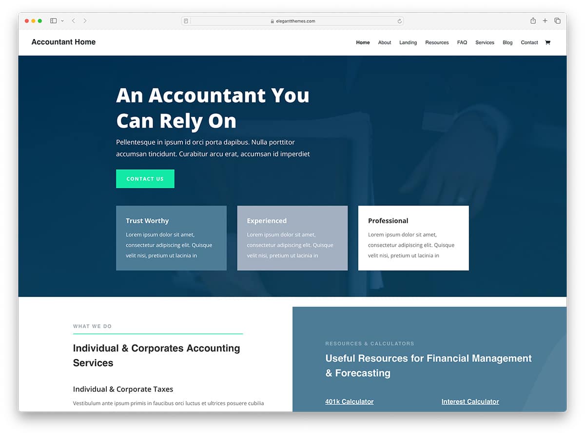 Divi - accounting firm WordPress theme