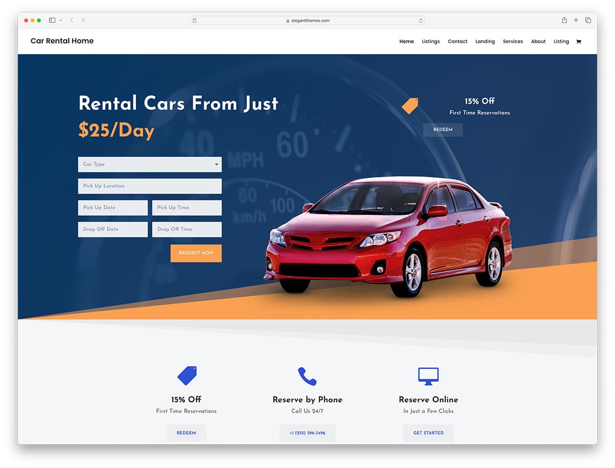 Divi - car rent WordPress theme