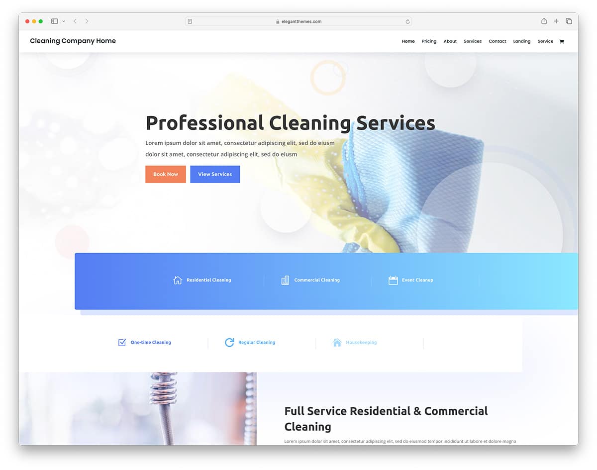 Divi - popular cleaning services company theme for WordPress 