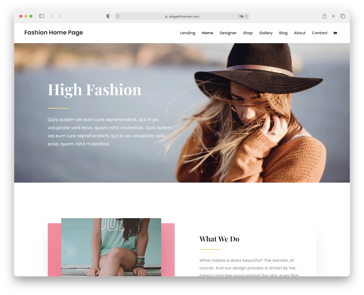 Divi - fashion WordPress theme for clothing stores and designers