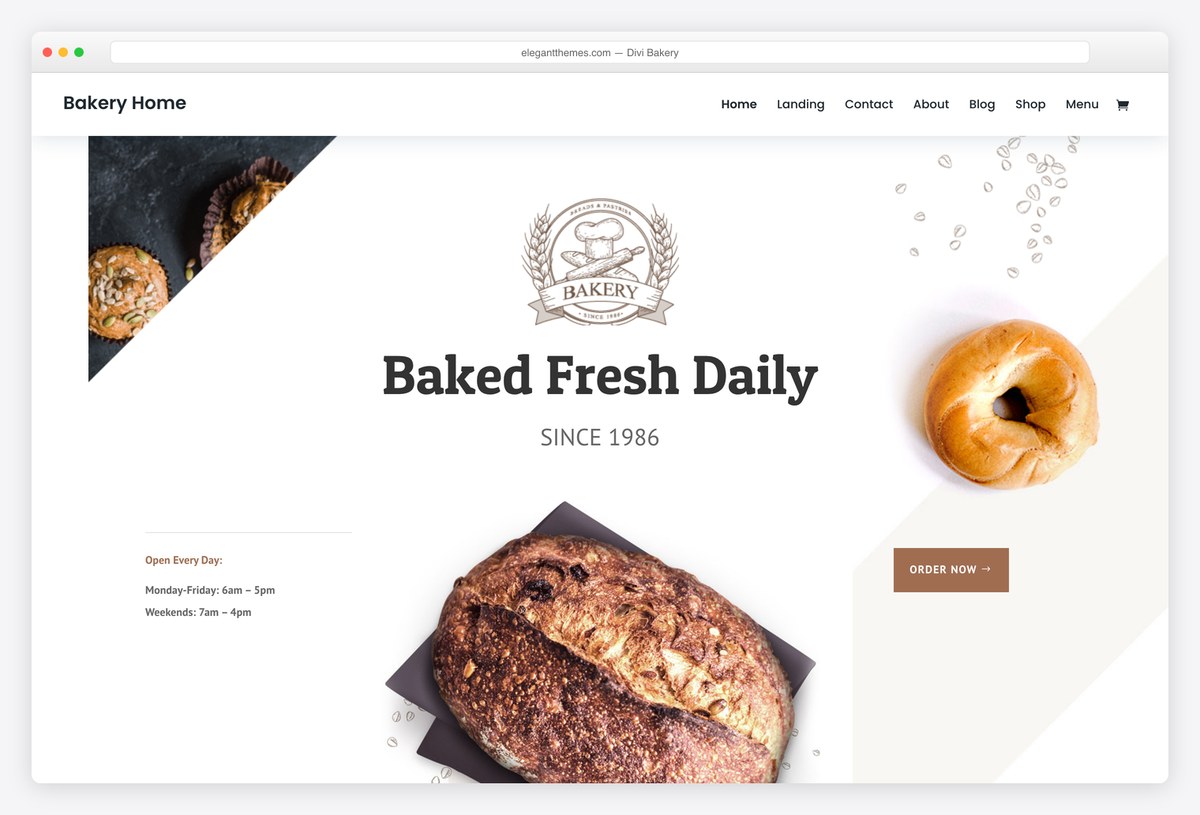 Divi Bakery layout pack live demo