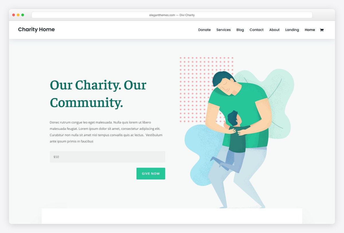 Divi Charity layout pack live demo
