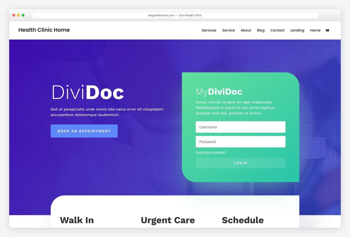 Divi Health Clinic layout pack live demo