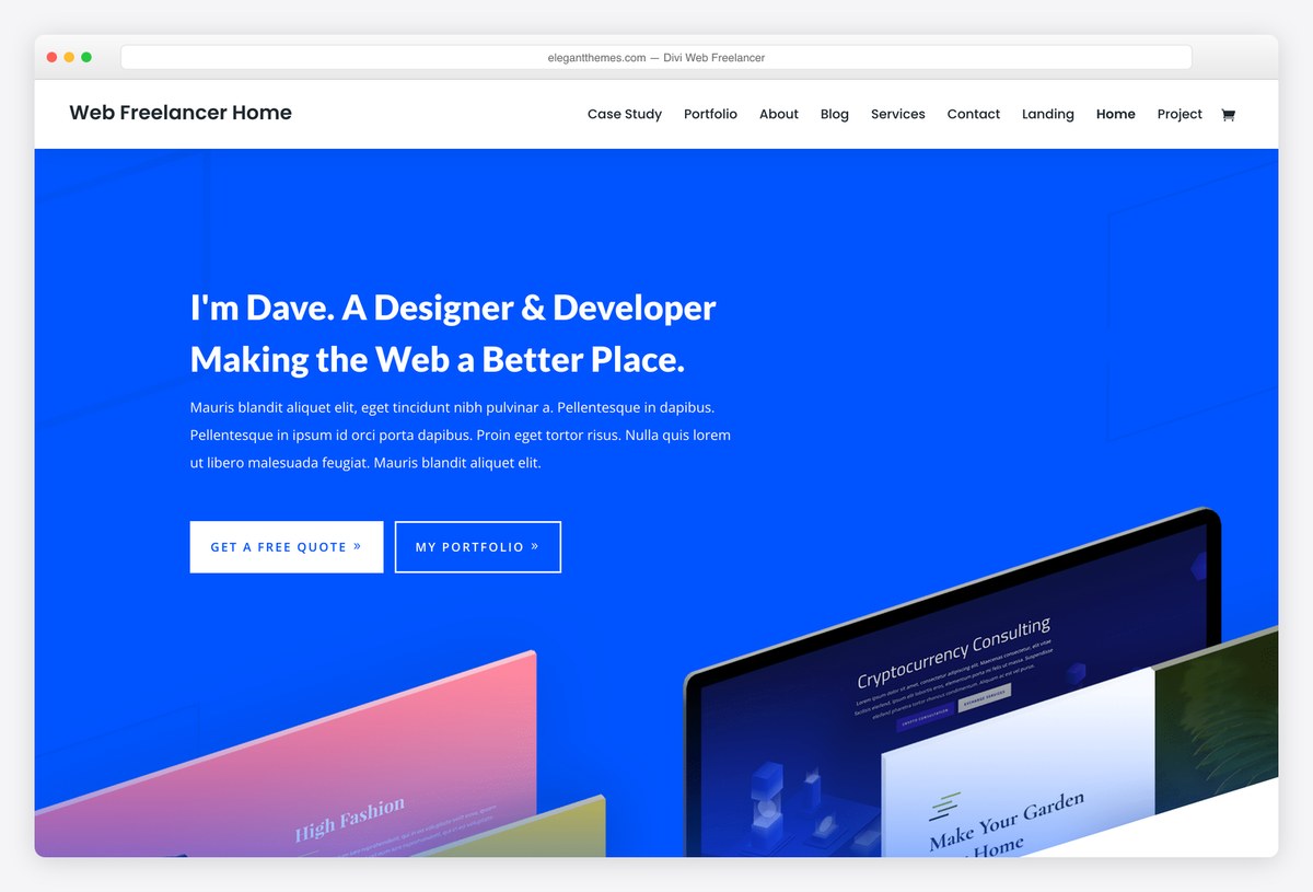 Divi Web Freelancer layout pack live demo