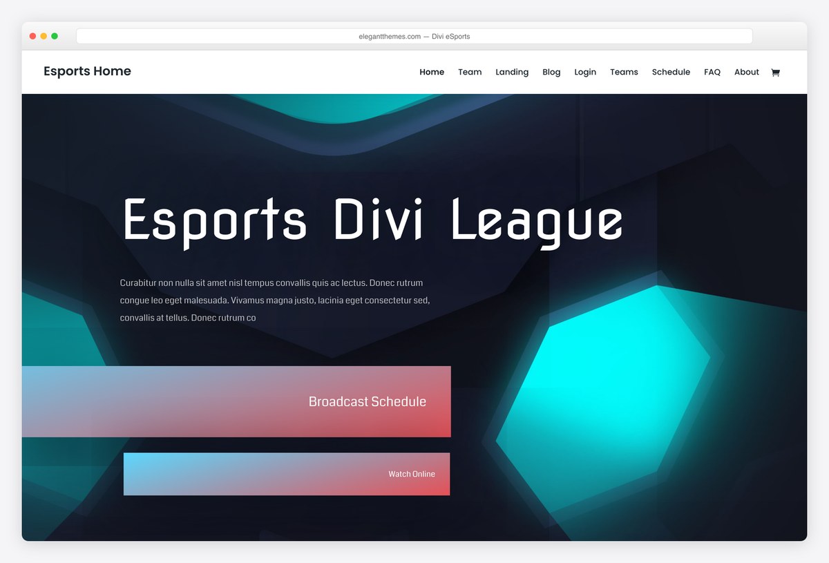Divi eSports layout pack live demo
