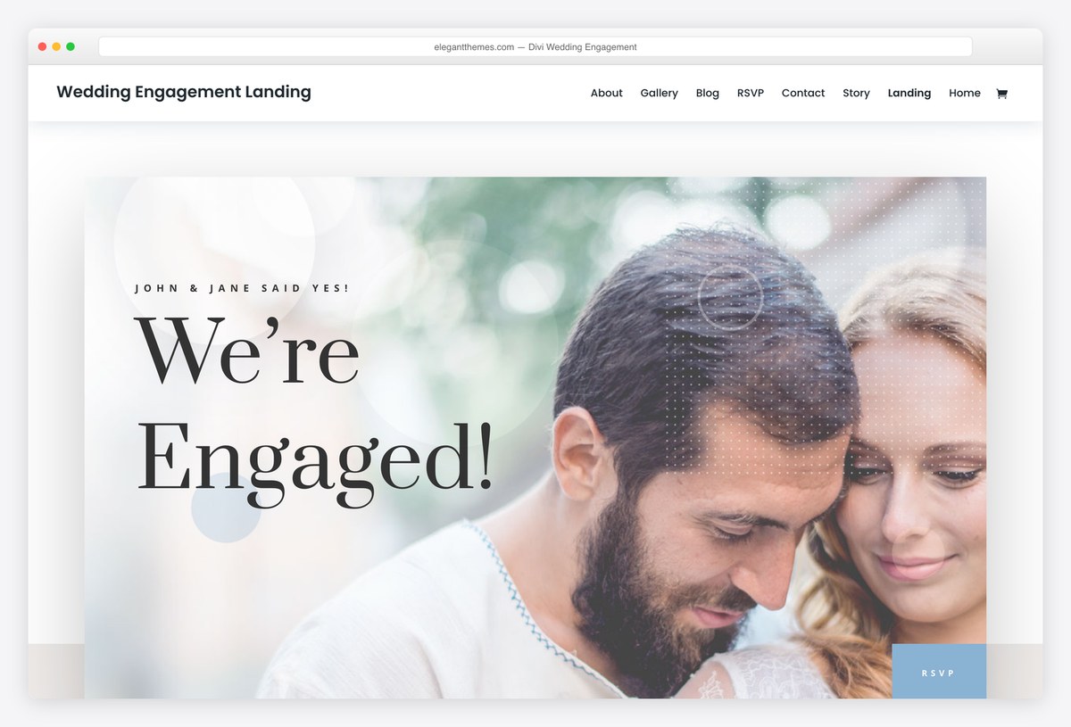 Divi Wedding Engagement layout pack live demo