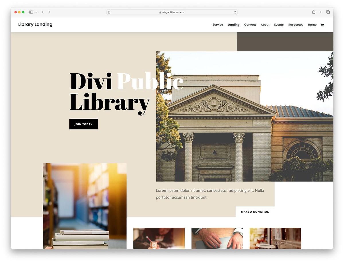 Divi - WordPress theme for libraries
