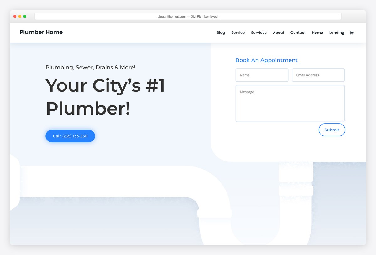 Divi Plumber layout pack home page