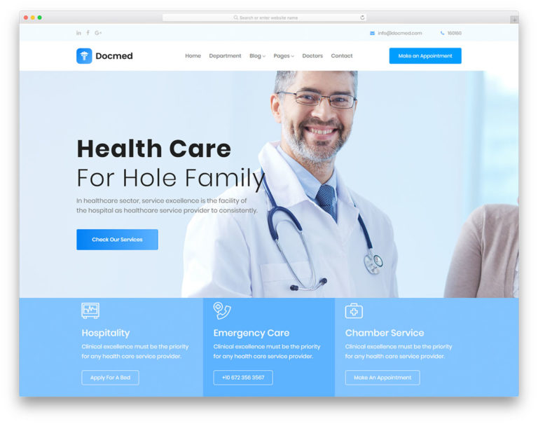 Docmed medical website template screenshot
