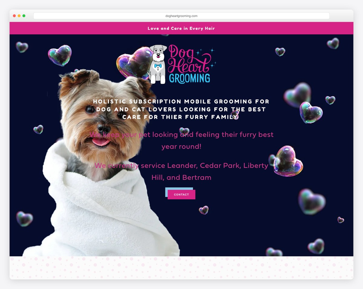 dog heart grooming mobile website