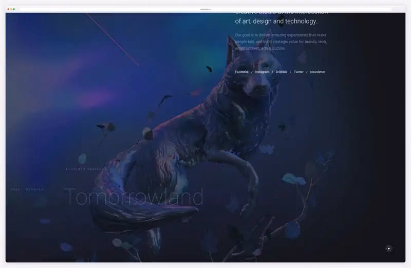 Dogstudio website animation: 3D dog scene changing to project scenes on scroll