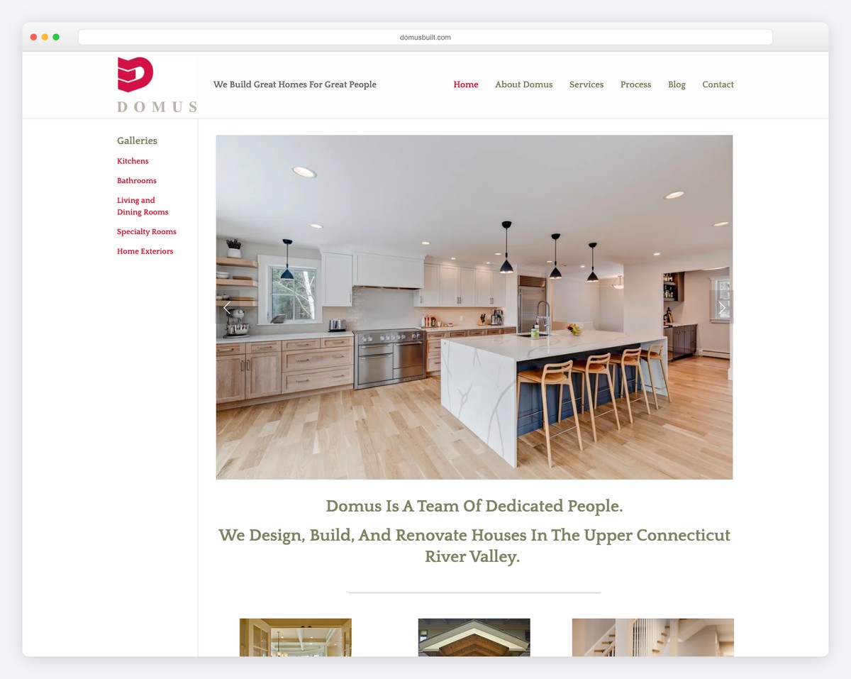 domus custom builders website example