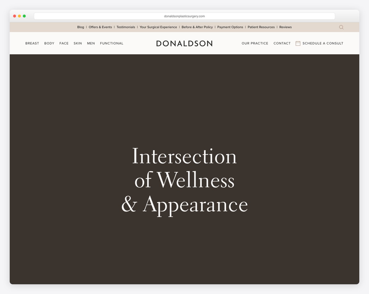 donaldson plastic surgery & aesthetic solutions website example