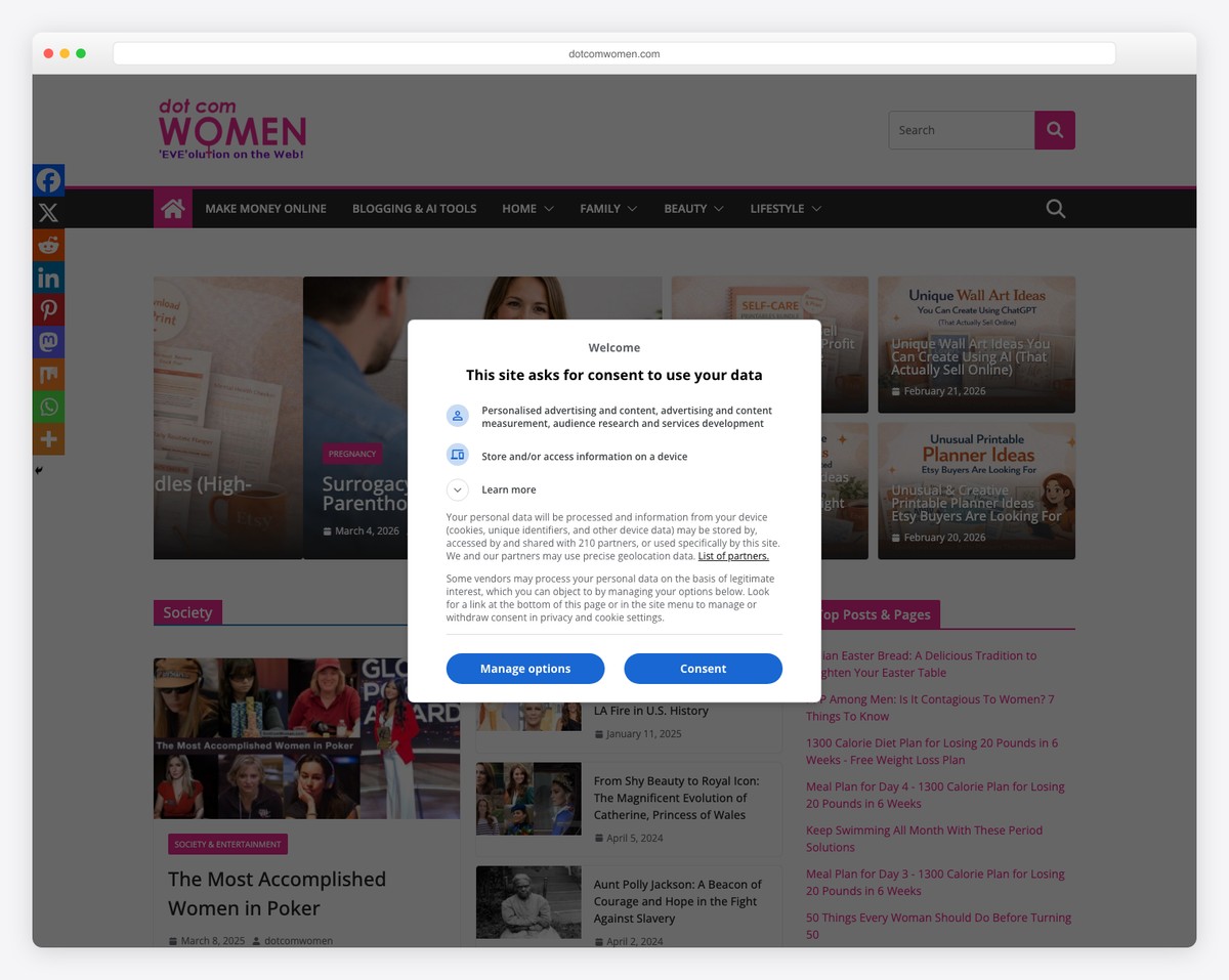 dot com women bluehost website example