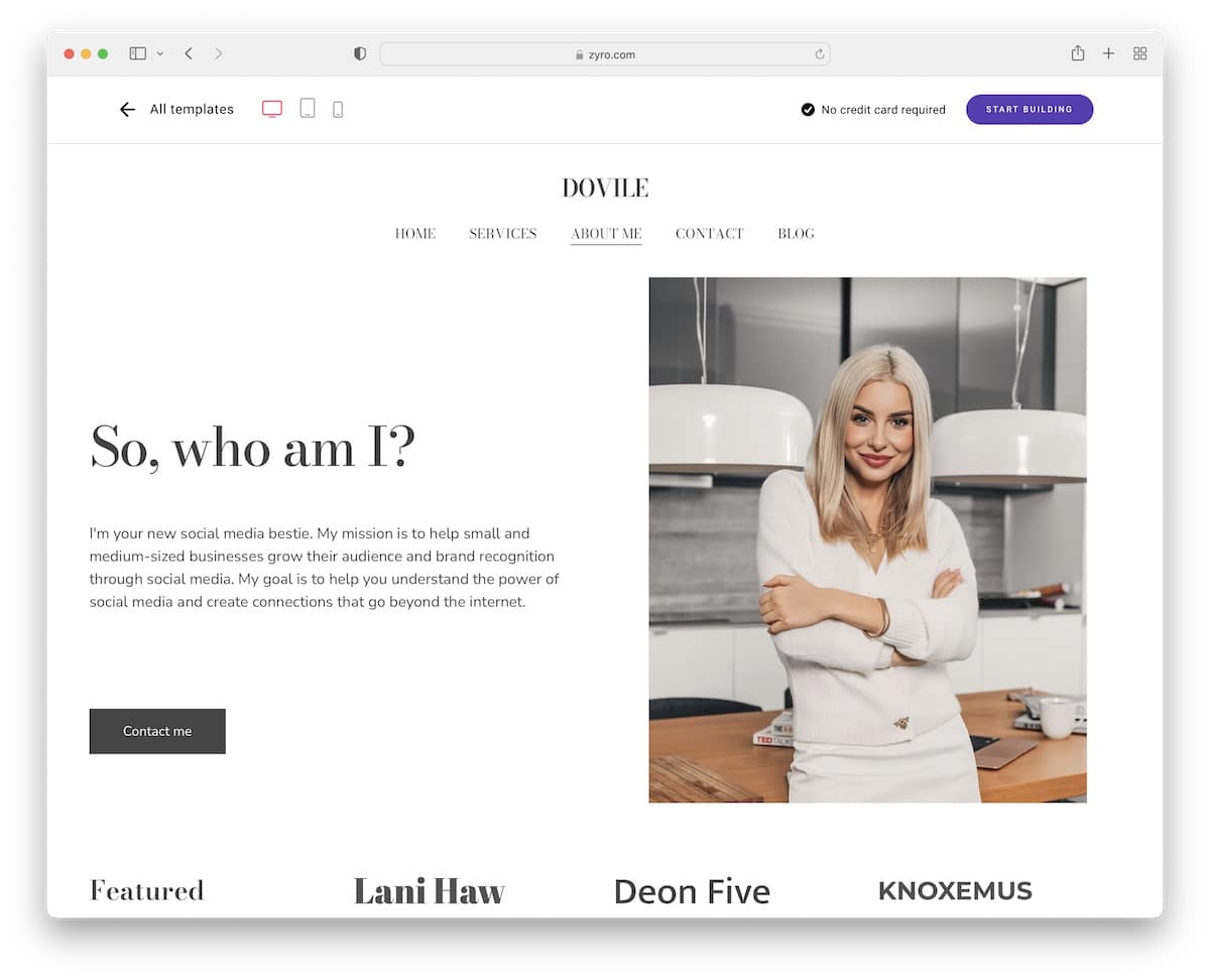 dovile about me page