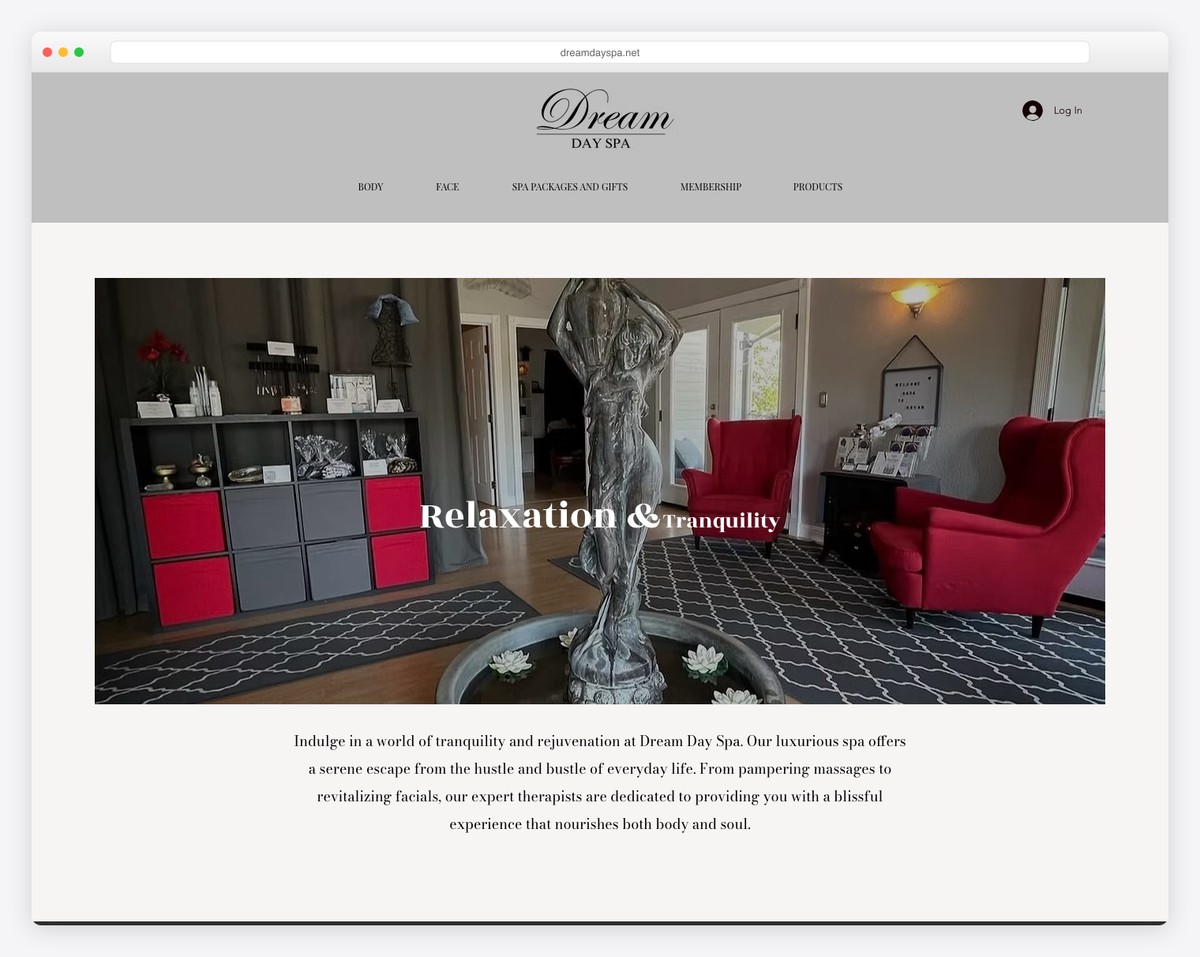 dream day spa website example