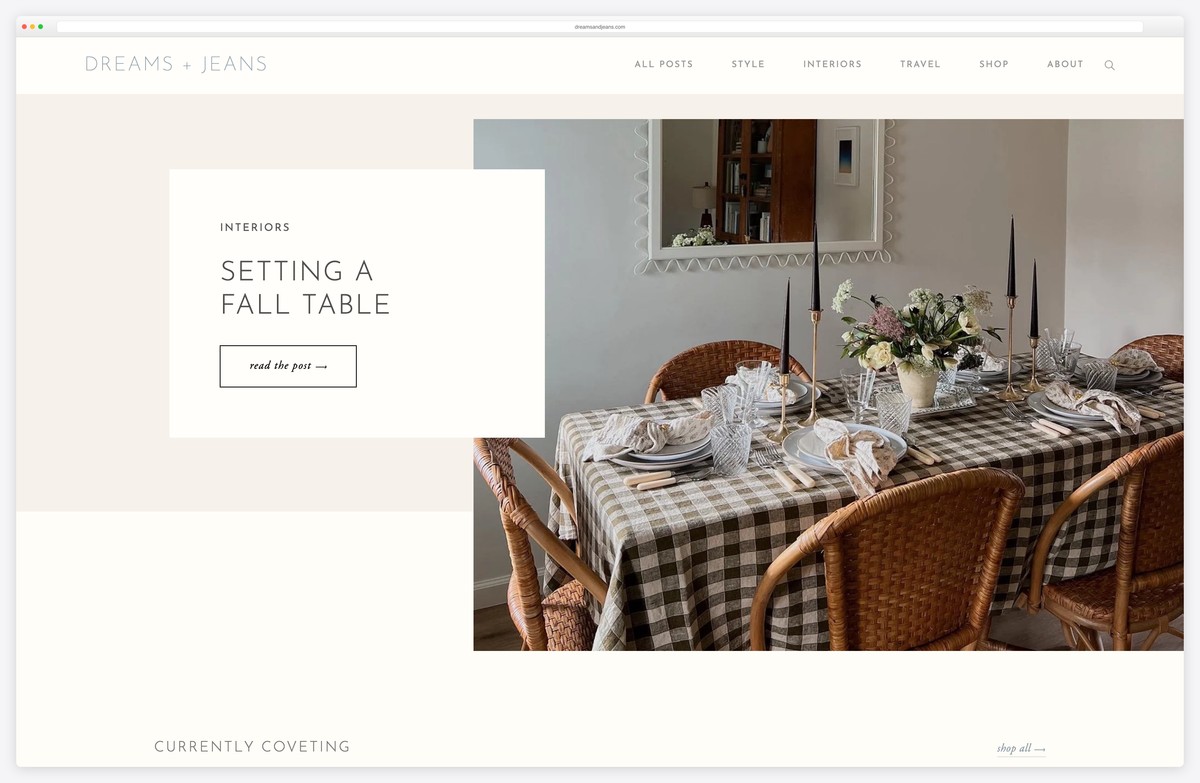 dreams and jeans travel lifestyle blog squarespace example
