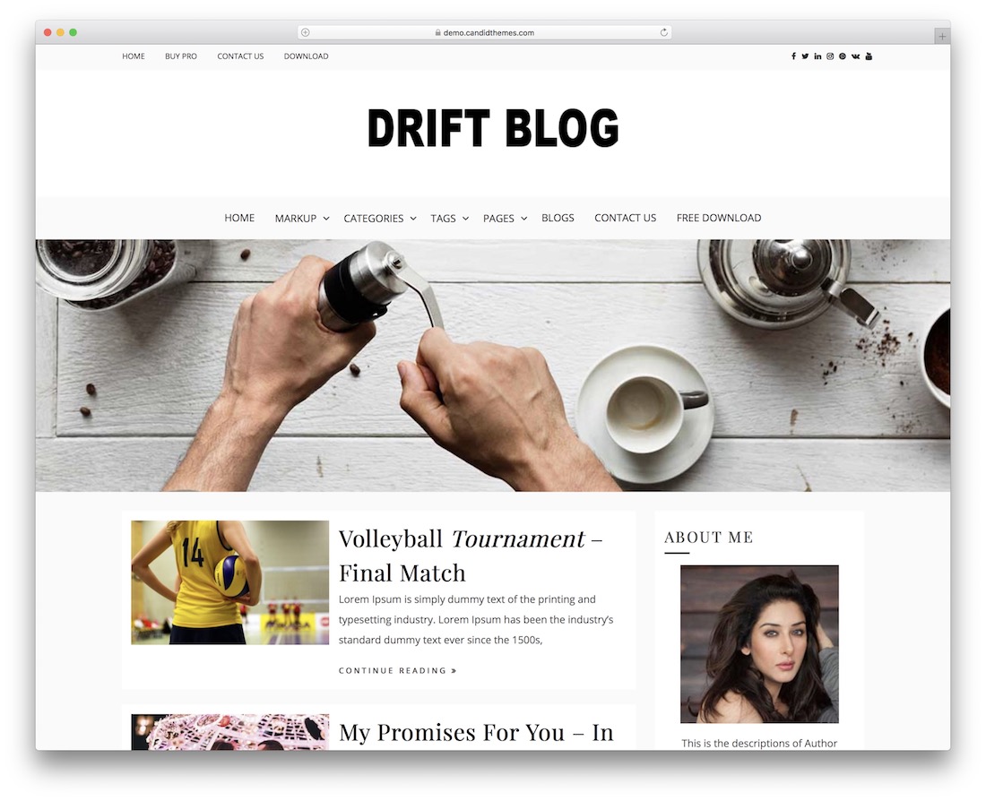 drift blog free simple wordpress theme
