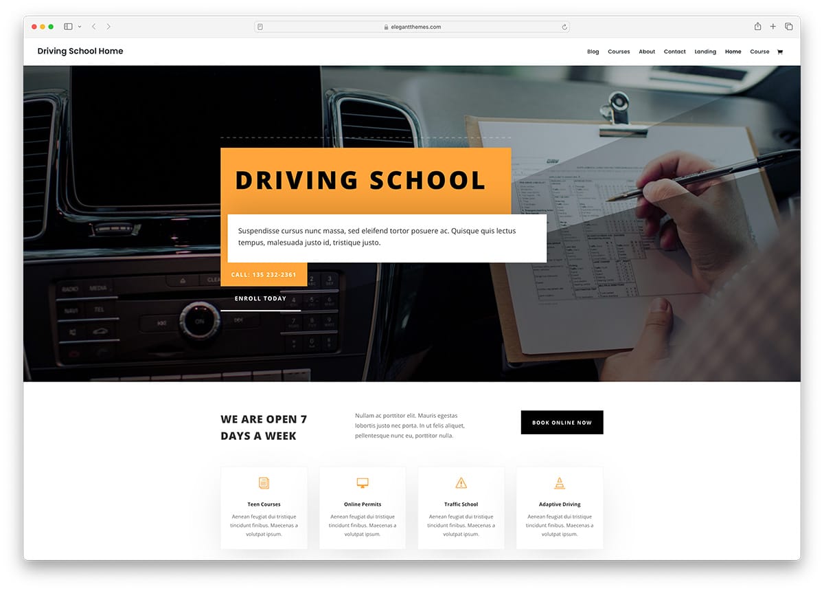 Divi - most popular driving school WordPress theme