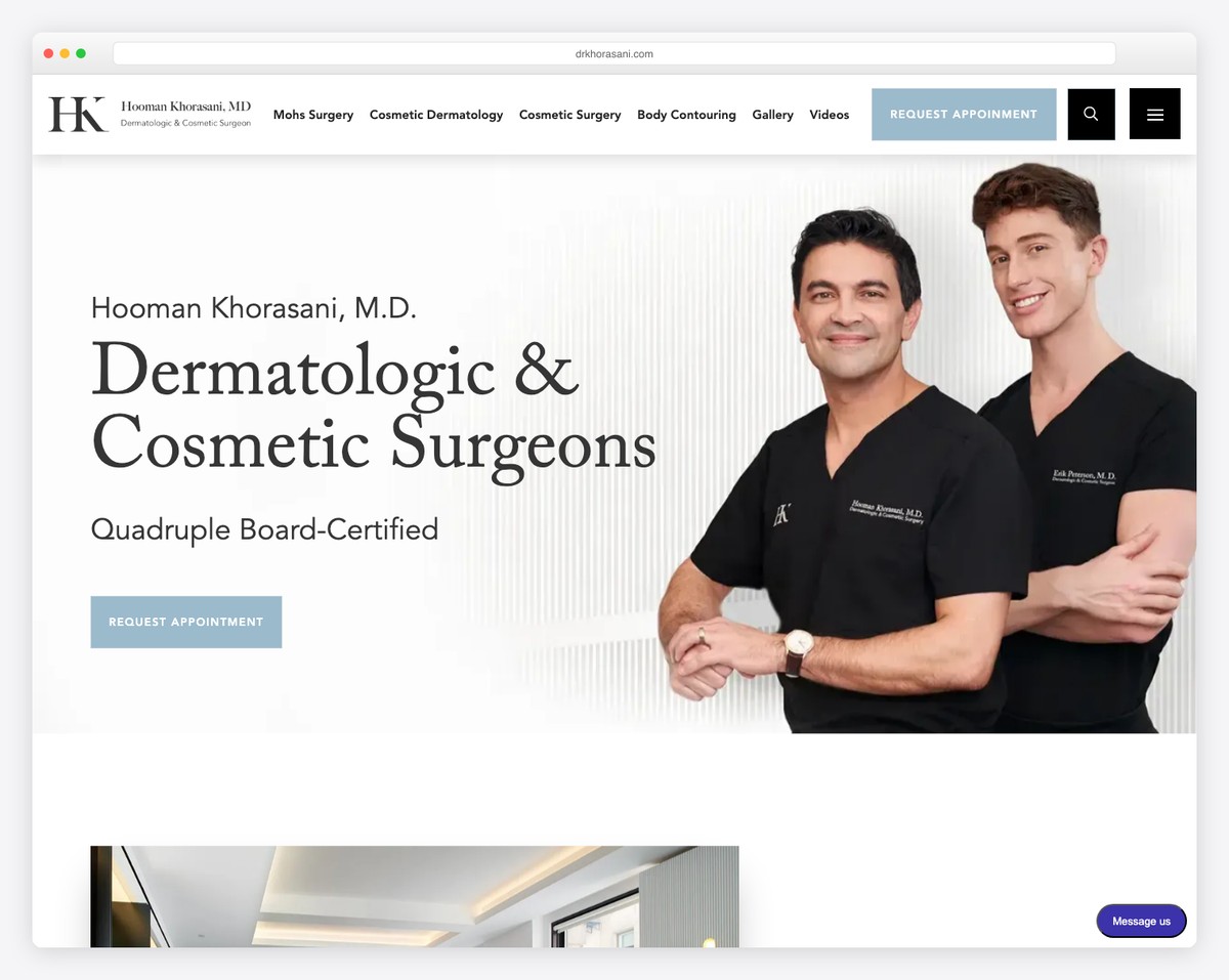 hk dermatology (dr. hooman khorasani) website example