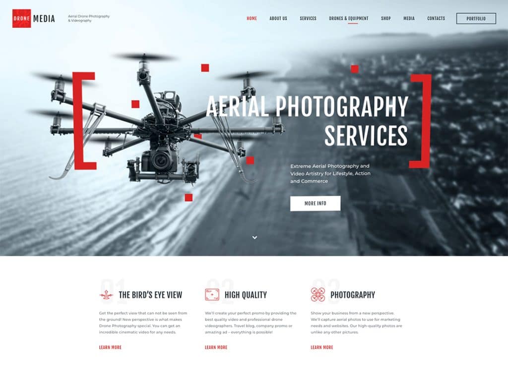 Drone Media - Aerial Photography & Videography WordPress Theme