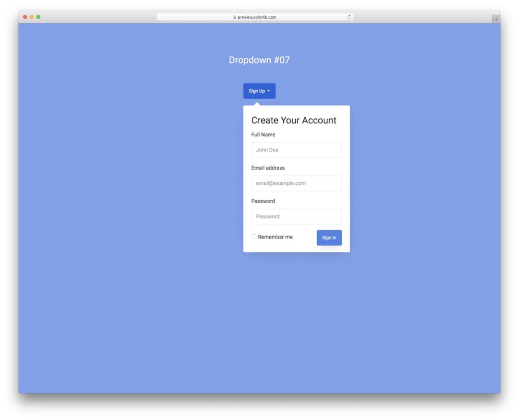 Dropdown V07 - Free Sign Up Dropdown Menu Form 2026 - Colorlib