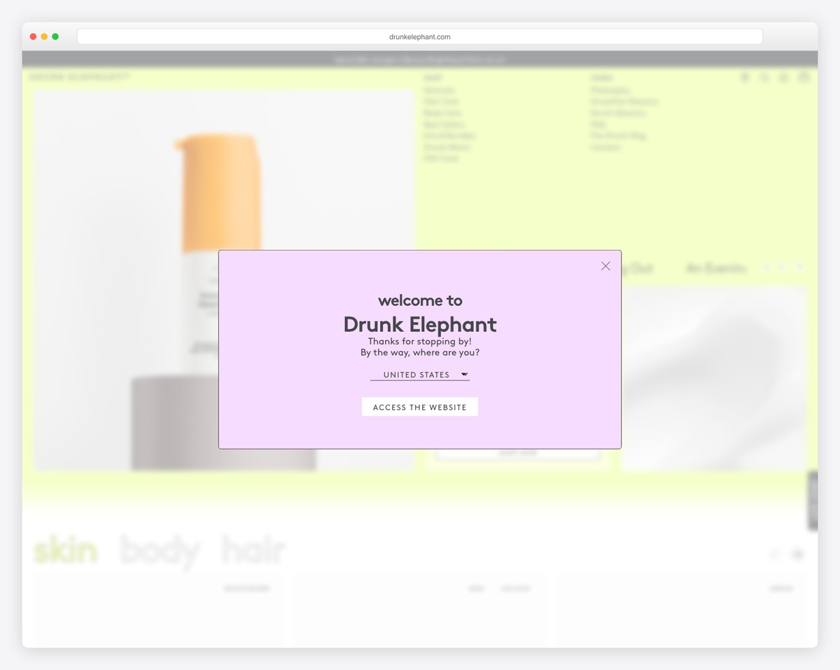drunk elephant website example
