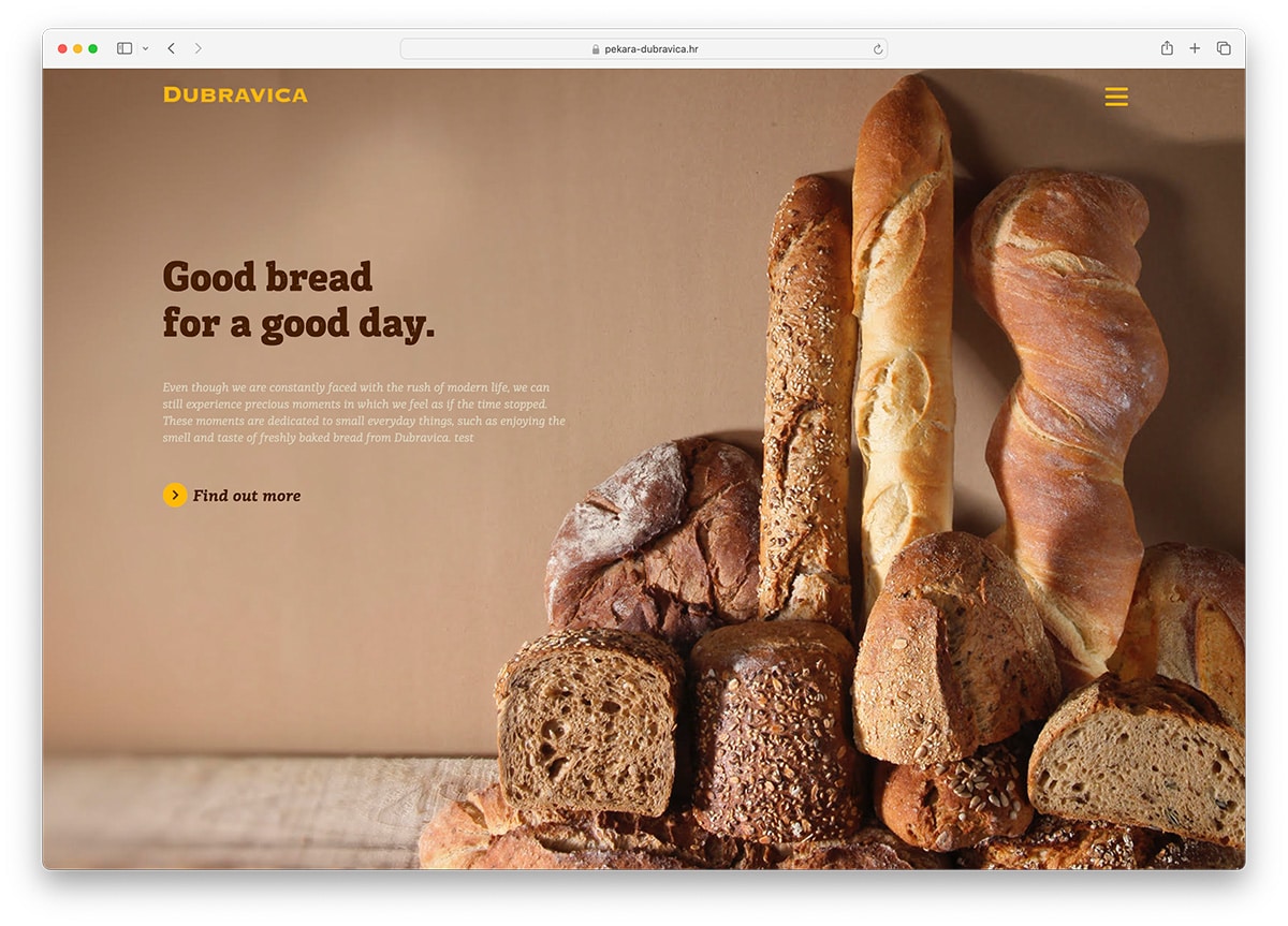Dubravica - beautiful bakery website design