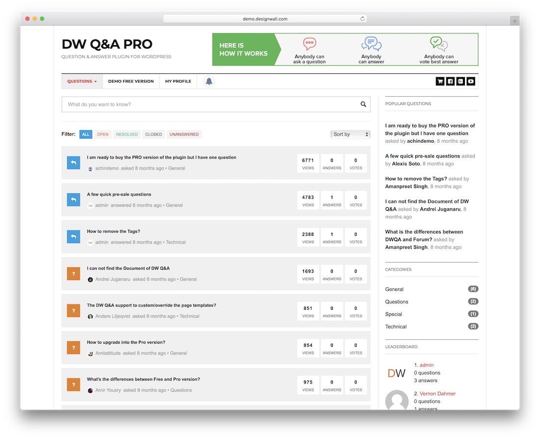 dw question and answer pro wordpress plugin