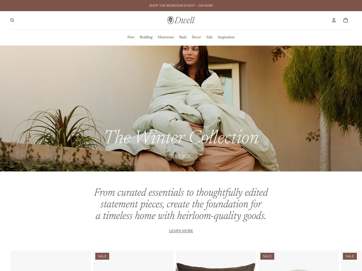 Dwell free Shopify theme homepage for a home and interiors store