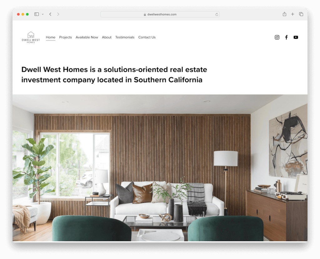 dwell west homes squarespace website