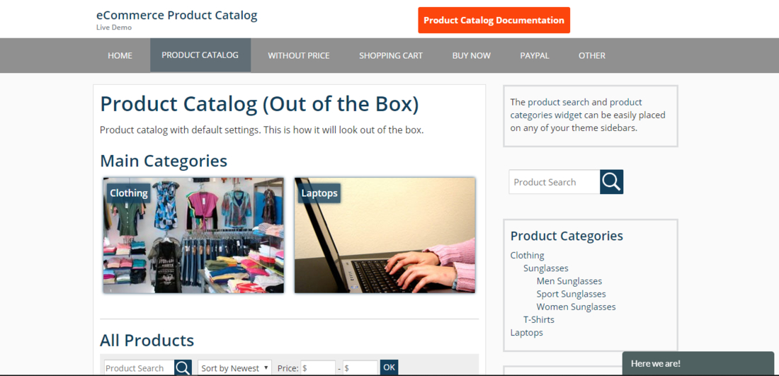 eCommerce Product Catalog live demo