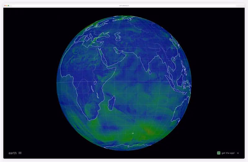 earth.nullschool: animated wind lines on a globe being turned