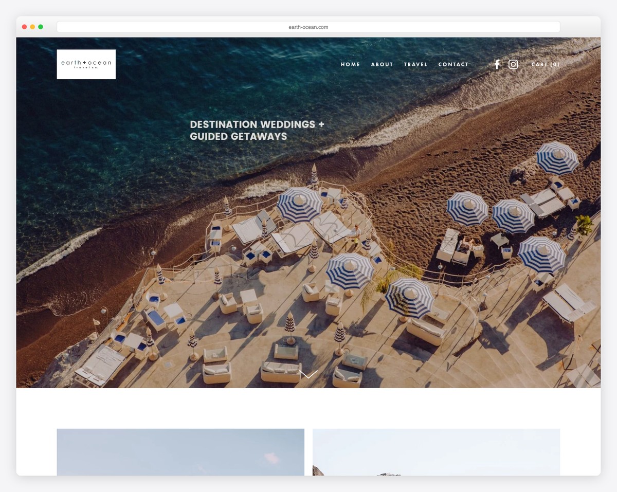 earth + ocean travel co. website example