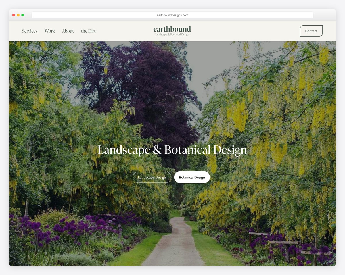 earthbound designs service website example