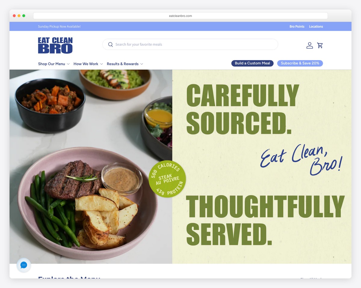 eat clean bro website example