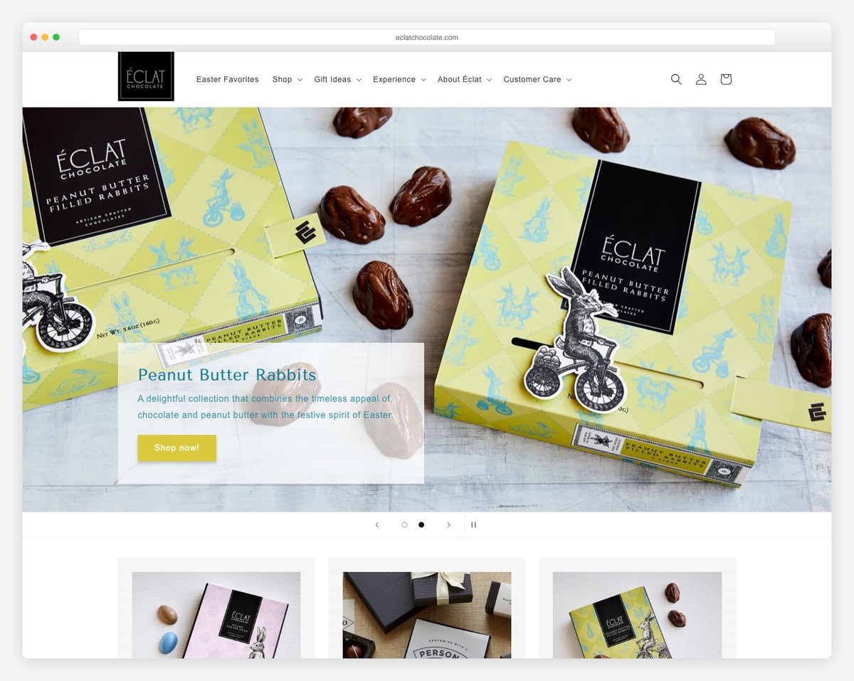 eclat chocolate website example