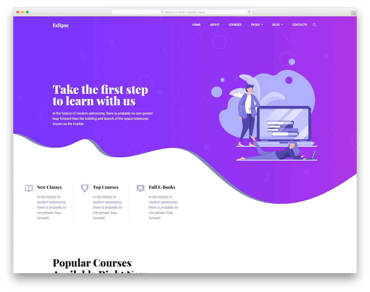 Eclipse Free eLearning Website Template 2024 Colorlib