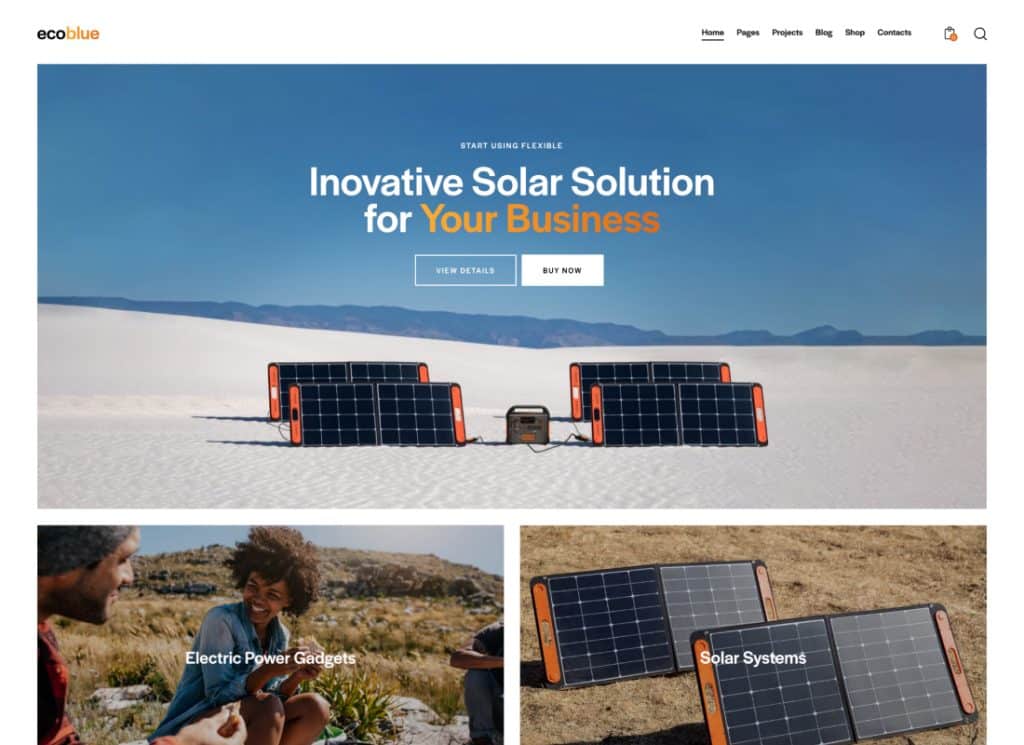 EcoBlue - Power Station & Solar Kits WordPress Theme
