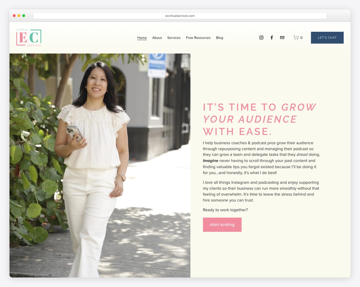 ec virtual services website example